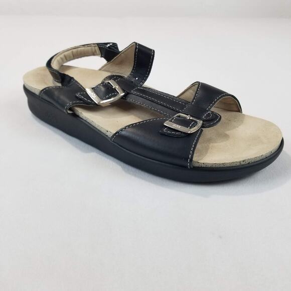 SAS Sandals Womens Size 10 N Narrow Black Leather Tripad Comfort Made in USA - Picture 1 of 11